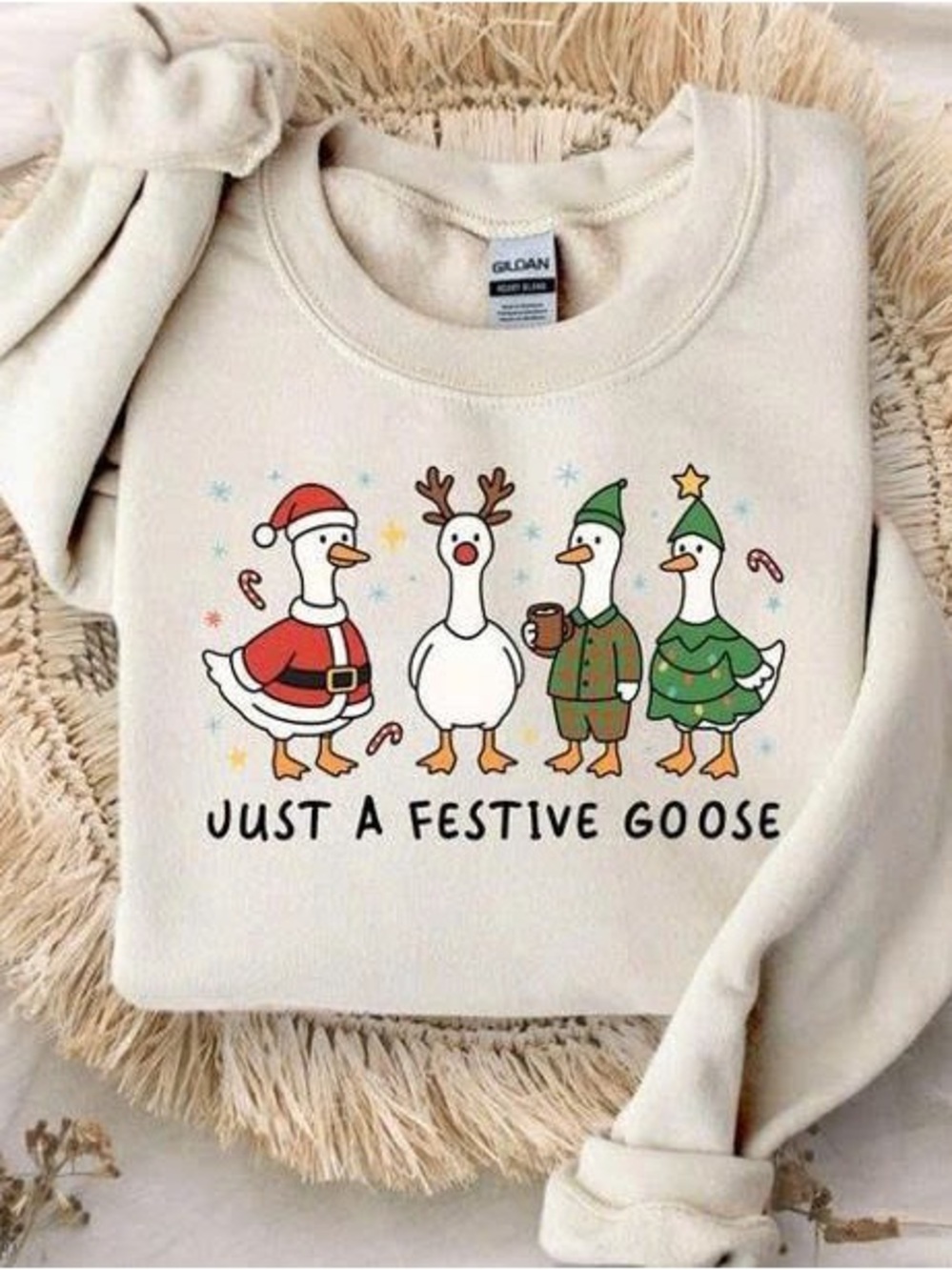 Cream Holiday 'Just a Festive Goose' sweatshirt